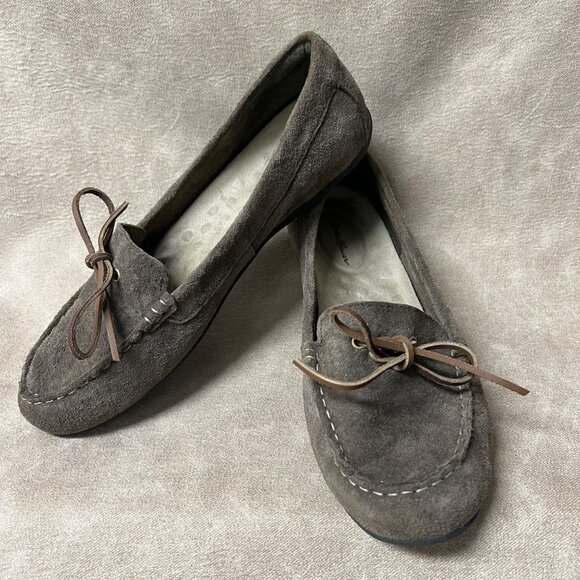 Eddie Bauer Casual Gray Suede Leather Slip On Loafer Sz 10 - Picture 1 of 8